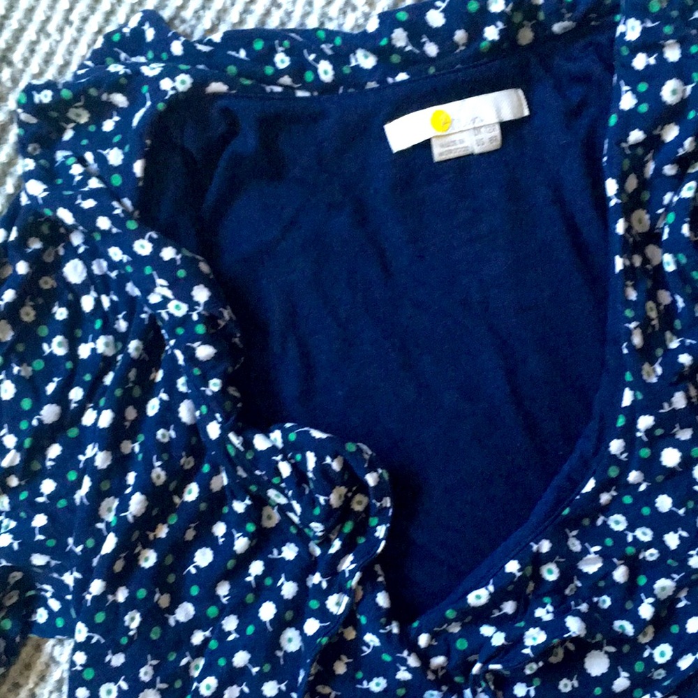 Boden floral jersey dress with ruffle accents